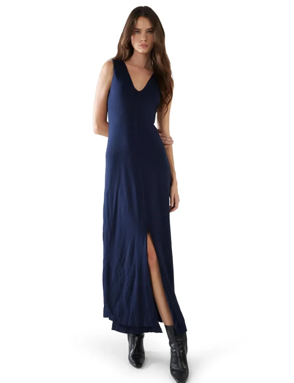 Fashion LES TIEN Ali Double V- Tank Dress Navy