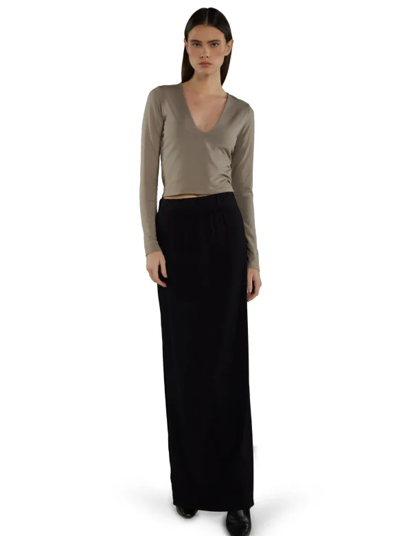 Clearance LES TIEN Anna Full Length Skirt Jet Black