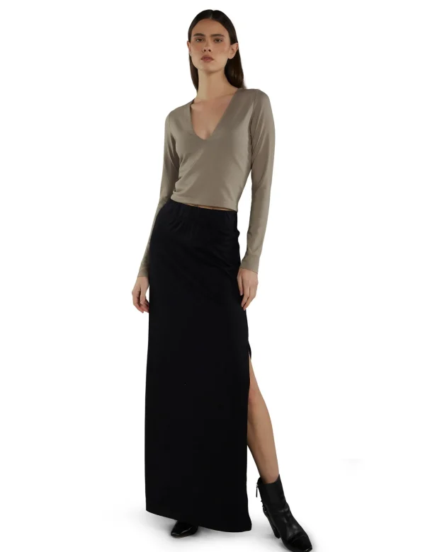 Clearance LES TIEN Anna Full Length Skirt Jet Black