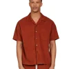 New LES TIEN Baby Corduroy Cuban Shirt Cedar