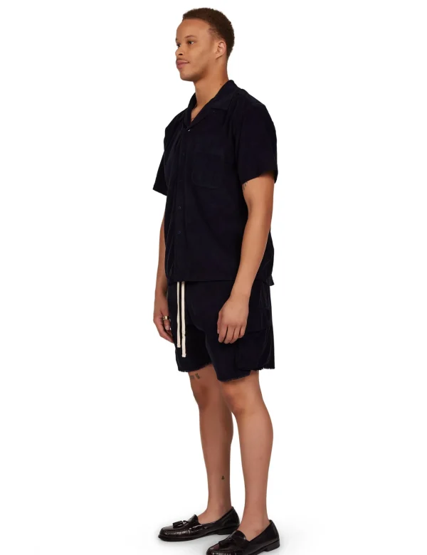 Clearance LES TIEN Baby Corduroy Cuban Shirt Navy