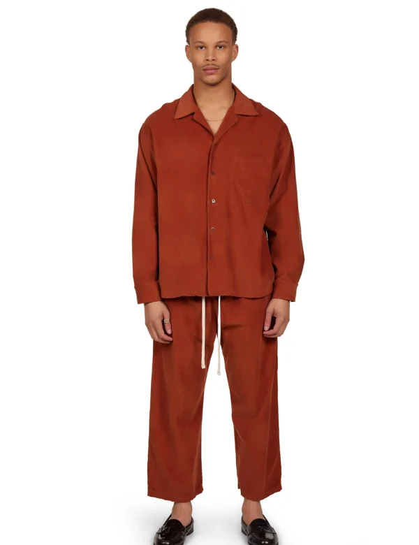 Outlet LES TIEN Baby Corduroy L/S Cuban Shirt Cedar