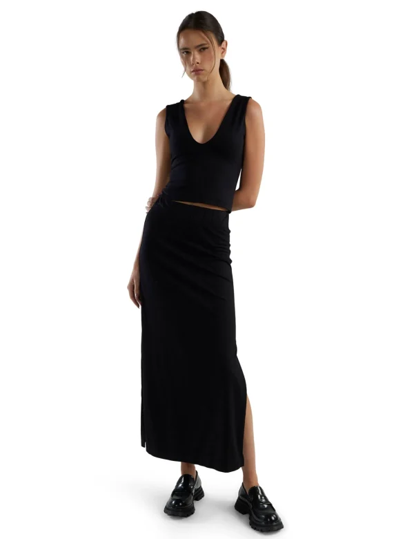 Sale LES TIEN Blake Deep V Tank Jet Black