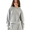 New LES TIEN Cara Crop Hoodie Heather Grey