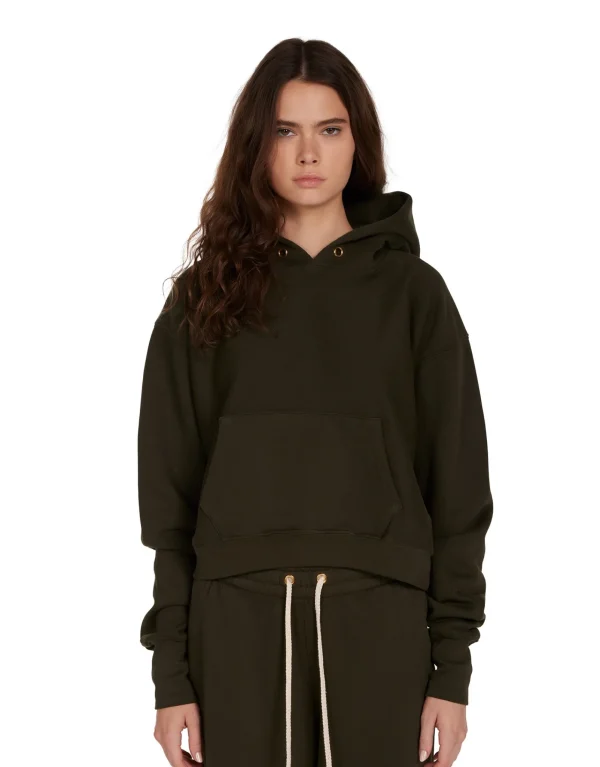 Hot LES TIEN Cara Crop Hoodie Forest