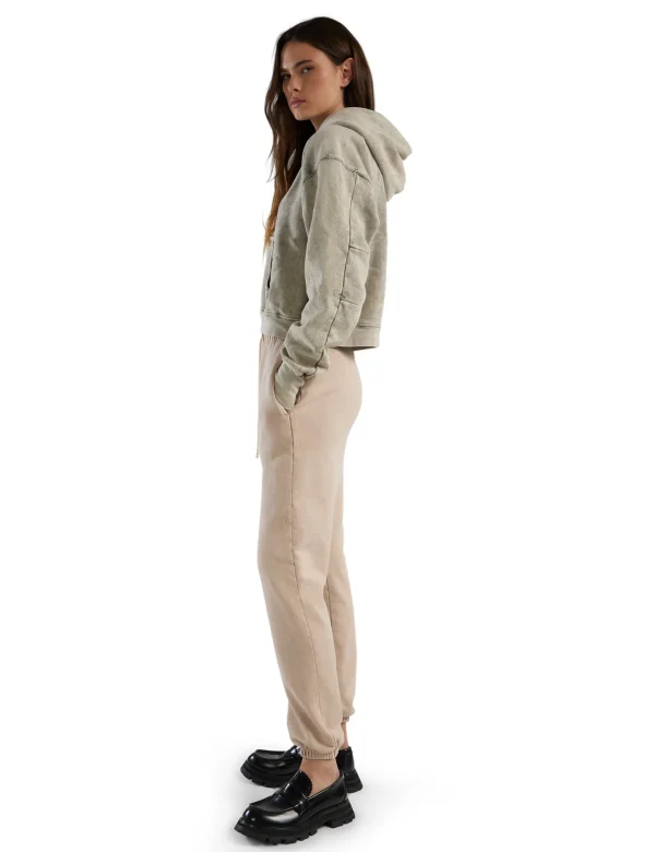 New LES TIEN Cara Crop Hoodie Dove Mineral