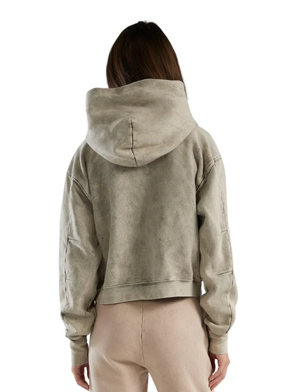 New LES TIEN Cara Crop Hoodie Dove Mineral