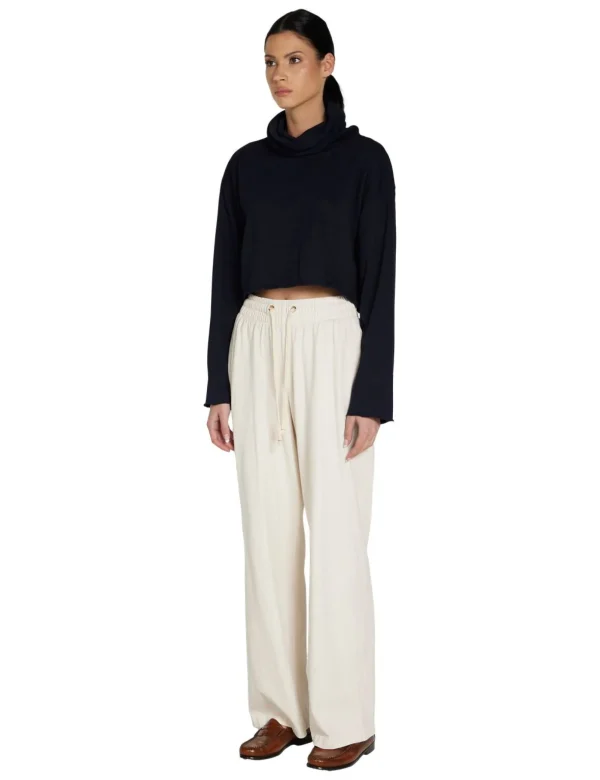 Outlet LES TIEN Coreena Crop Cowl Neck Navy