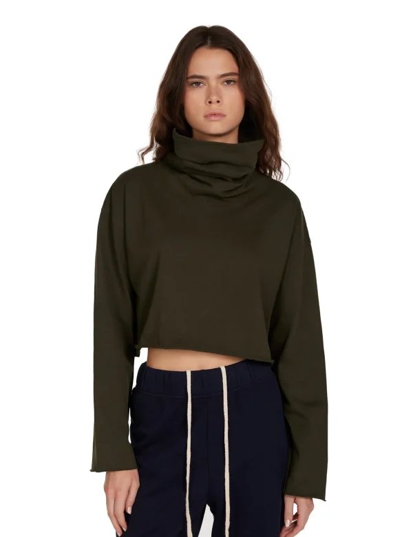 Sale LES TIEN Coreena Crop Cowl Neck Forest
