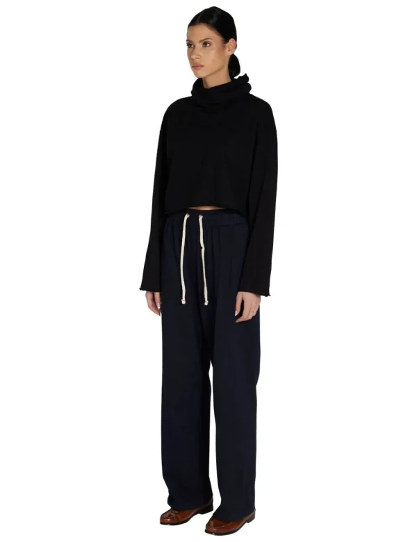 Sale LES TIEN Coreena Crop Cowl Neck Jet Black