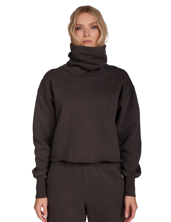Fashion LES TIEN Corey Crop Cowl Neck Vintage Black