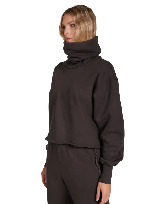 Fashion LES TIEN Corey Crop Cowl Neck Vintage Black