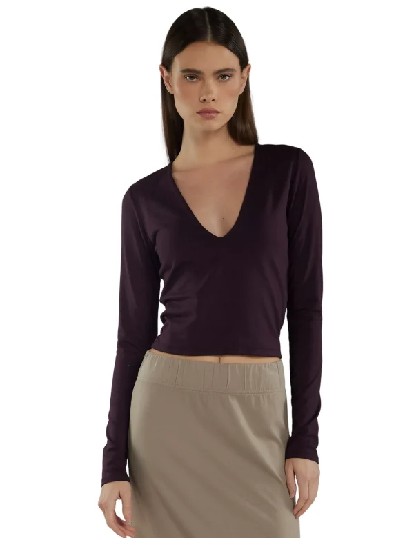 Fashion LES TIEN Dan Deep Long Sleeve Fig