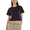 Fashion LES TIEN Daria Crop Tee Washed Fig