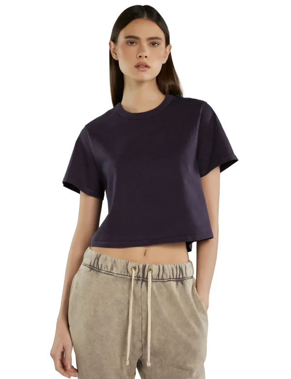 Fashion LES TIEN Daria Crop Tee Washed Fig