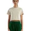 Sale LES TIEN Daria Crop Tee Ivory