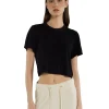 Hot LES TIEN Daria Crop Tee Jet Black