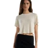 Discount LES TIEN Daria Crop Tee Ivory