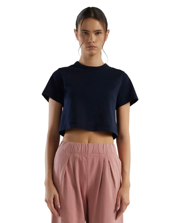Best LES TIEN Daria Crop Tee Navy