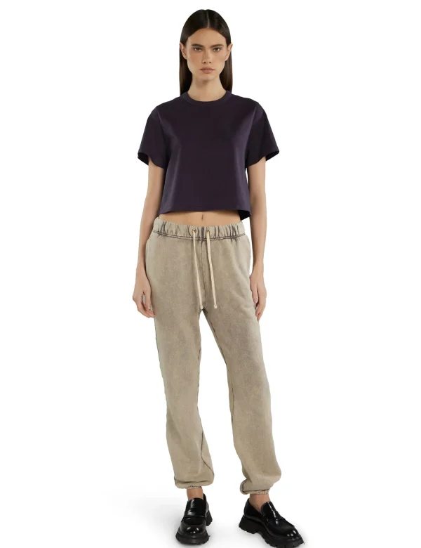Fashion LES TIEN Daria Crop Tee Washed Fig