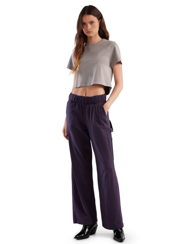 Fashion LES TIEN Daria Crop Tee Washed Dove