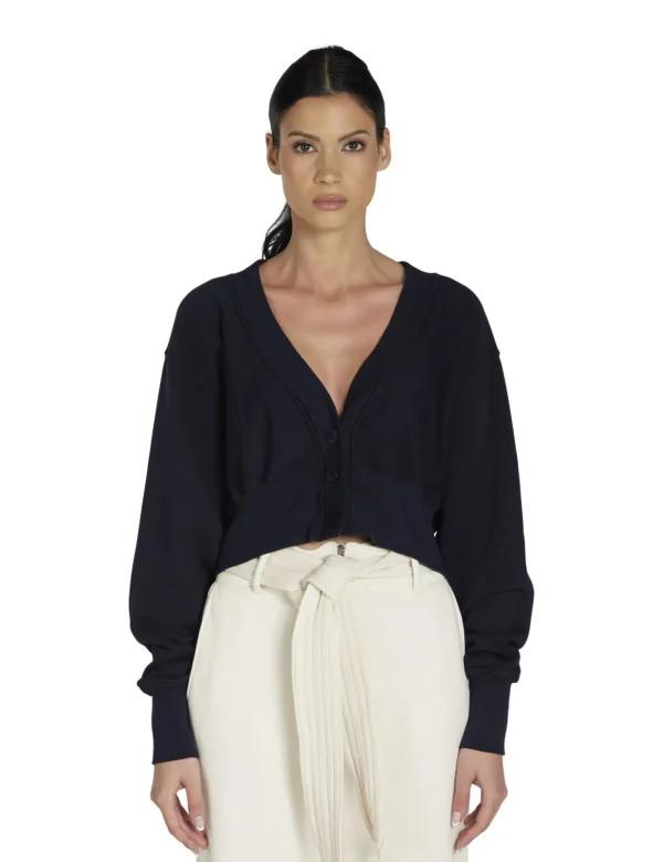 Clearance LES TIEN Diana Crop Cardigan Navy
