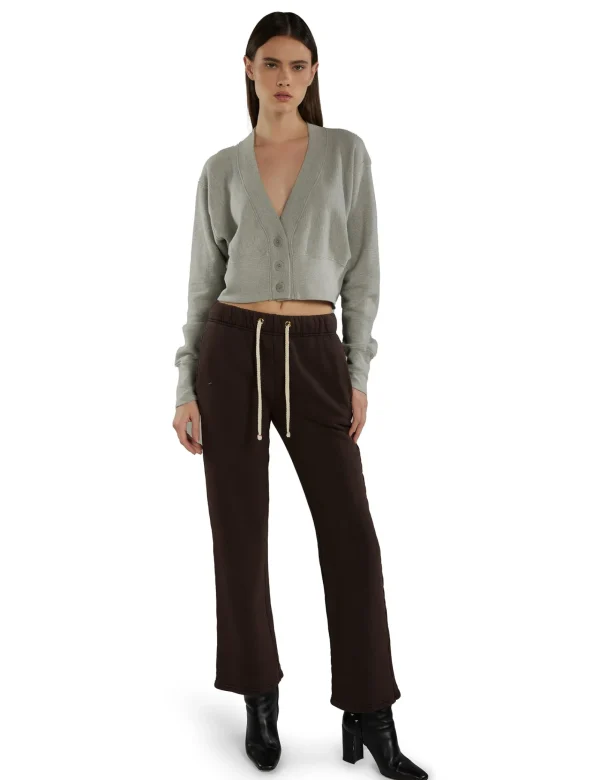 Discount LES TIEN Diana Crop Cardigan Heather Grey