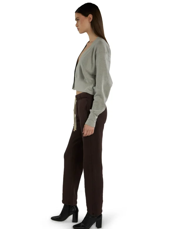 Discount LES TIEN Diana Crop Cardigan Heather Grey