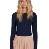 Discount LES TIEN Fiona Fitted Long Sleeve Navy