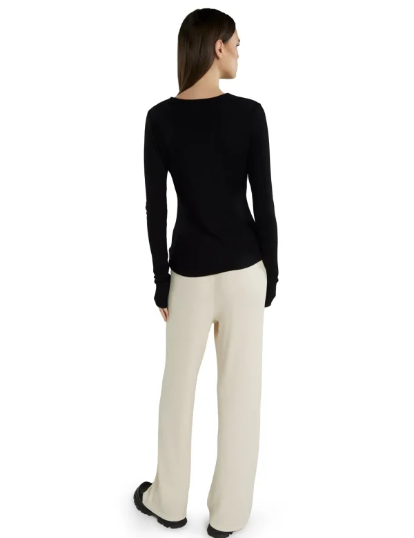 New LES TIEN Fiona Fitted Long Sleeve Jet Black