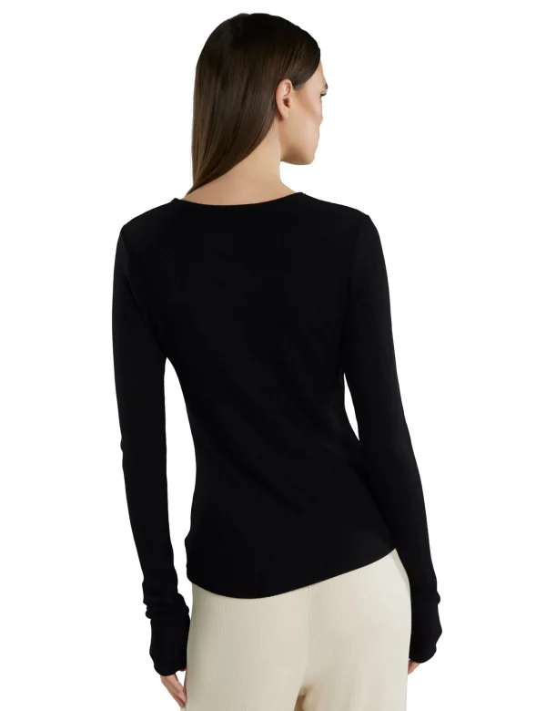 New LES TIEN Fiona Fitted Long Sleeve Jet Black