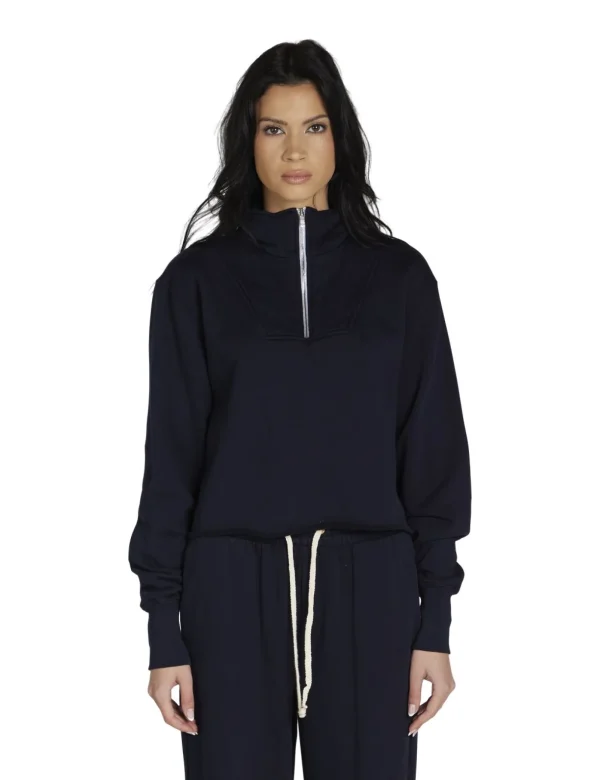 Online LES TIEN Haley Crop Half Zip Pullover Navy