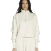 Sale LES TIEN Haley Crop Half Zip Pullover Ivory