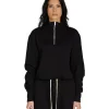 New LES TIEN Haley Crop Half Zip Pullover Jet Black