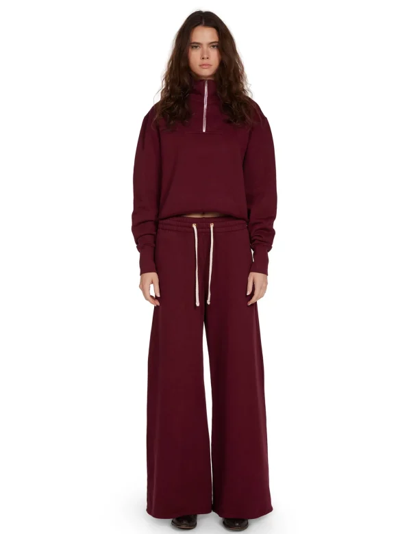 Fashion LES TIEN Haley Crop Half Zip Pullover Bordeaux