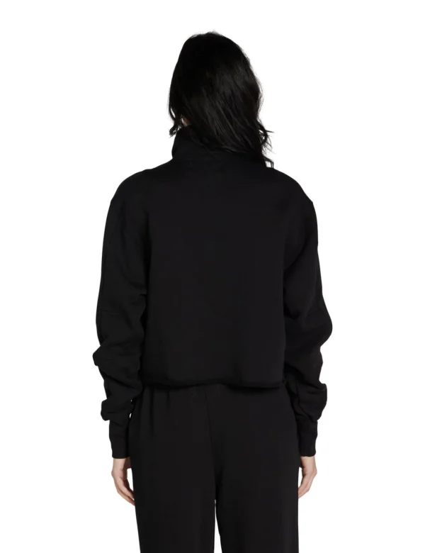 New LES TIEN Haley Crop Half Zip Pullover Jet Black