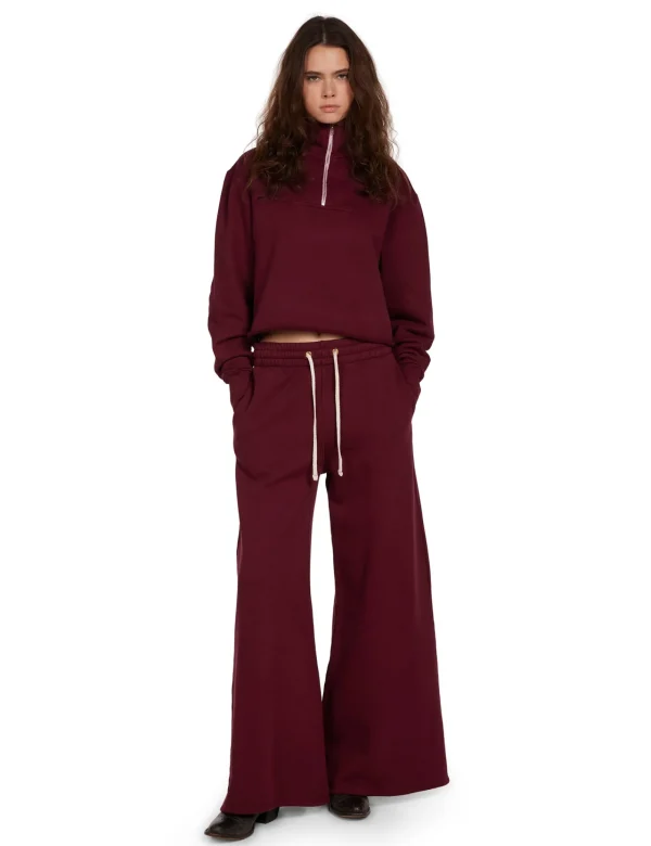 Fashion LES TIEN Haley Crop Half Zip Pullover Bordeaux