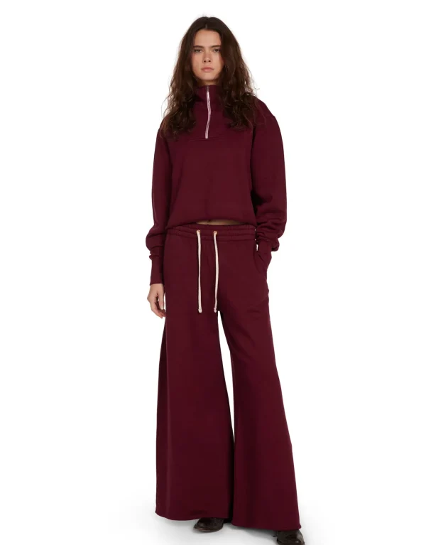 Fashion LES TIEN Haley Crop Half Zip Pullover Bordeaux