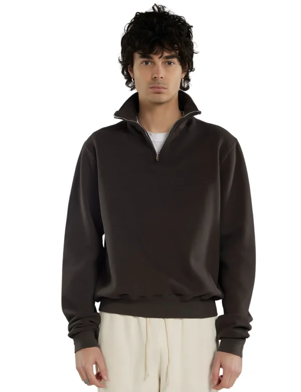 Discount LES TIEN Heavyweight Banded Yacht Half Zip Vintage Black
