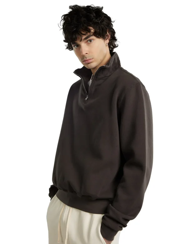 Discount LES TIEN Heavyweight Banded Yacht Half Zip Vintage Black