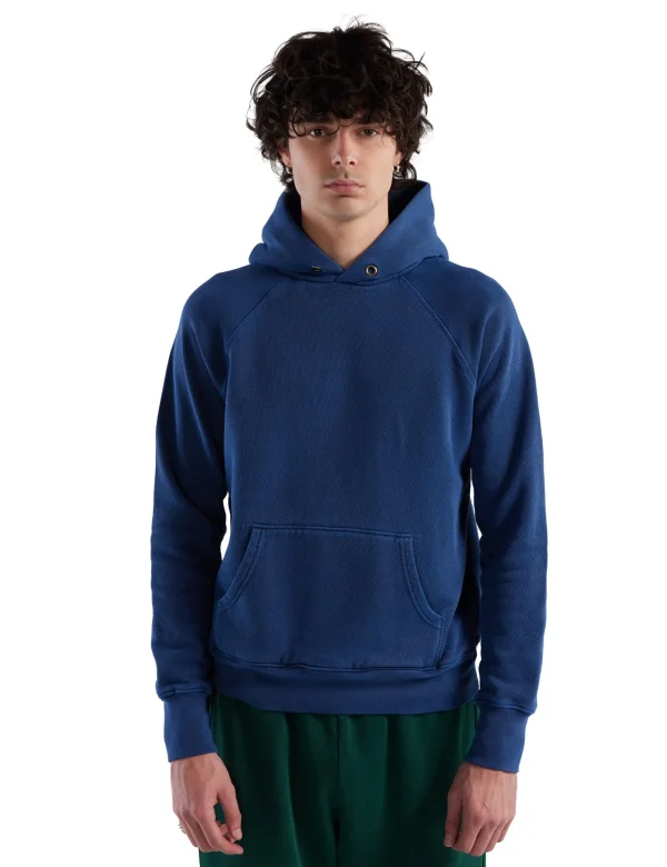 Clearance LES TIEN Heavyweight Classic Raglan Hoodie Washed Blue 42