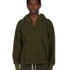 Outlet LES TIEN Heavyweight Inside Out Raw Cropped Hoodie Forest