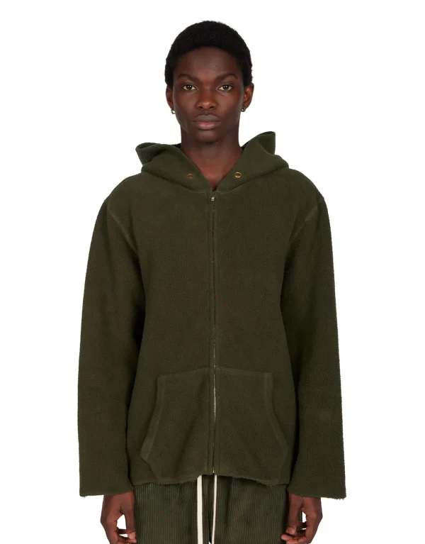 Online LES TIEN Heavyweight Inside Out Raw Zip Hoodie Forest
