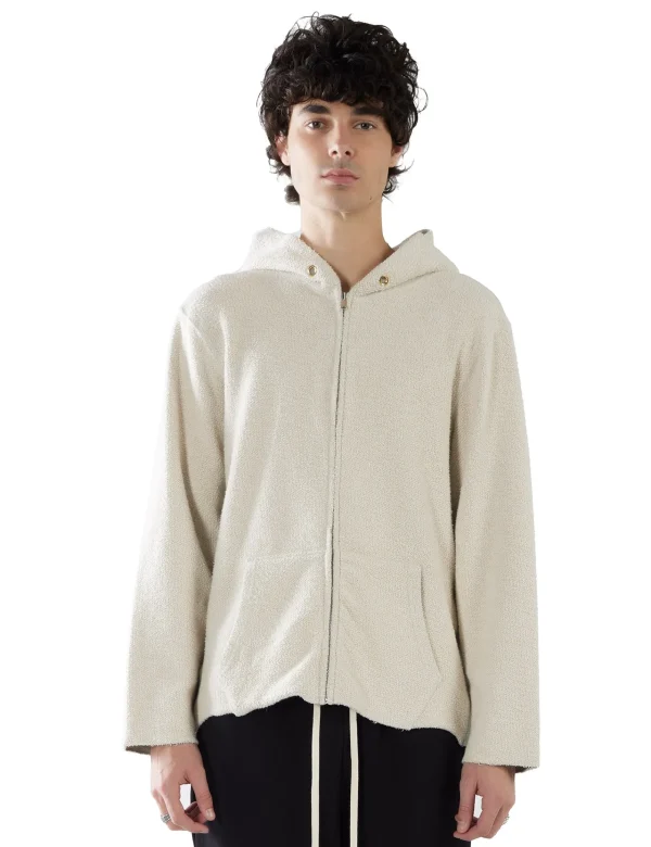 New LES TIEN Heavyweight Inside Out Raw Zip Hoodie Heather Grey