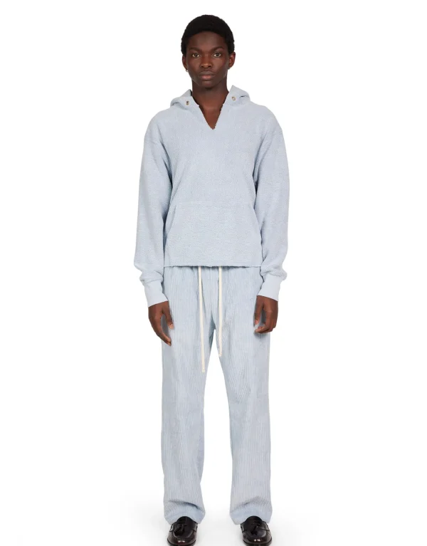 Best LES TIEN Heavyweight Inside Out Raw Cropped Hoodie Washed Dusty Blue