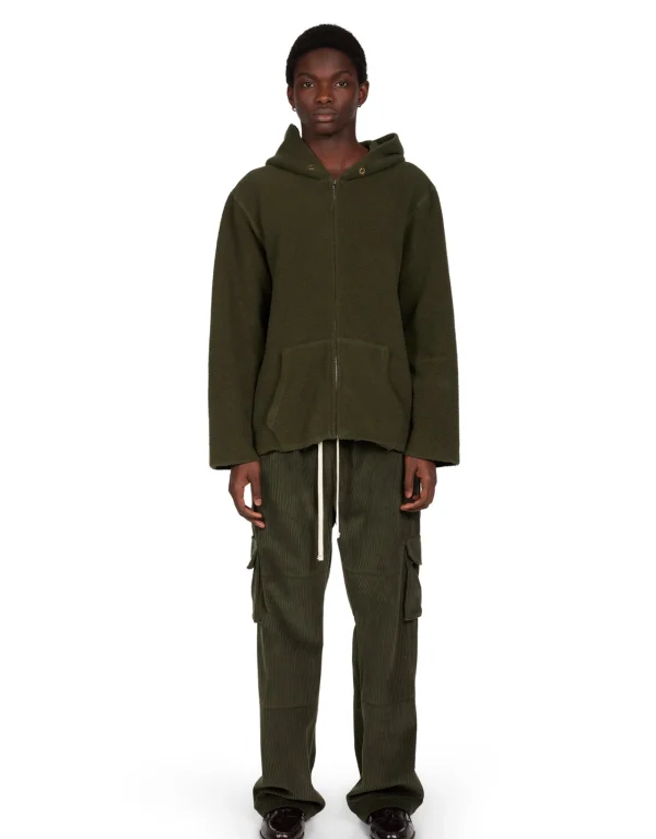 Online LES TIEN Heavyweight Inside Out Raw Zip Hoodie Forest