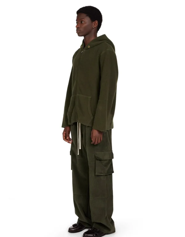 Online LES TIEN Heavyweight Inside Out Raw Zip Hoodie Forest