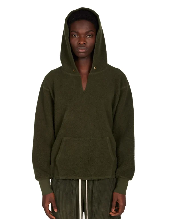 Outlet LES TIEN Heavyweight Inside Out Raw Cropped Hoodie Forest