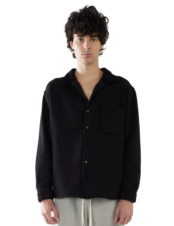 Discount LES TIEN Heavyweight L/S Cuban Shirt Jet Black