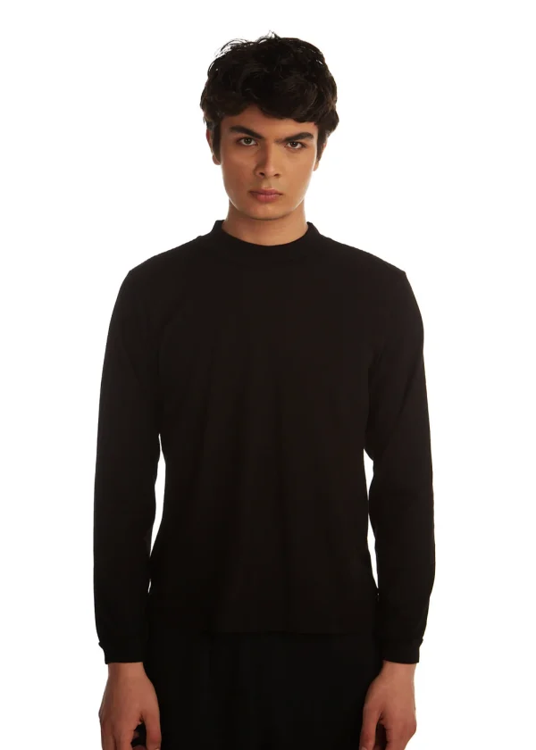 New LES TIEN Heavyweight Mock Neck Long Sleeve Jet Black